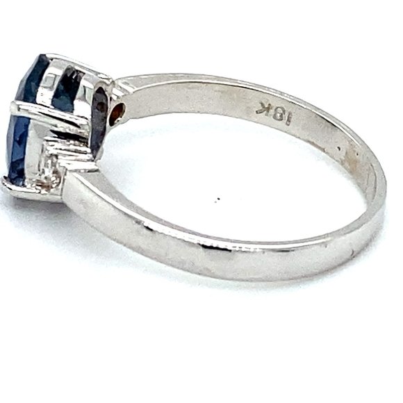 Blue Sapphire 2.00ct Diamonds 18K White Gold Ring - Picture 7 of 7